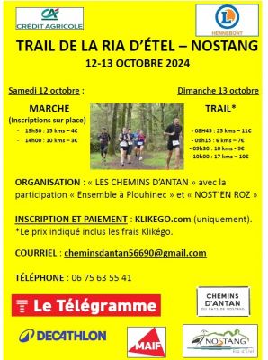 Dimanche 13 octobre : 21ème Trail de la Ria d'Etel