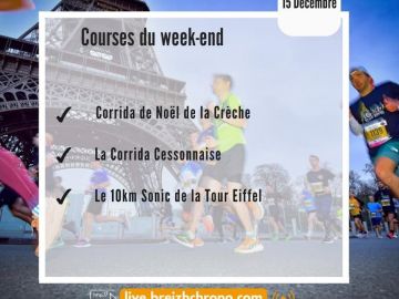 Ce week-end nos équipes sont présentes sur 3 courses 🤩 

• La Corrida de Noël de la Crèche
• La Corrida Cessonnaise 
• 10km de la Tour Eiffel - 7ème arr....